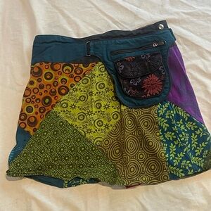 Boho festival Geometric Patterned Skirt with Pocket